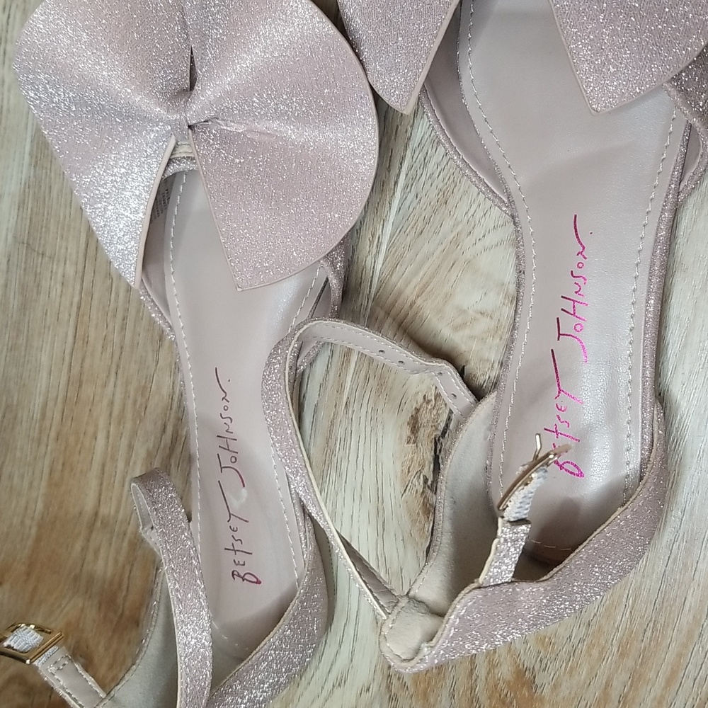 Betsey Johnson Nobel Ballet Champagne Shimmer Ankle Strap Flats Girls 13 - Picture 10 of 10